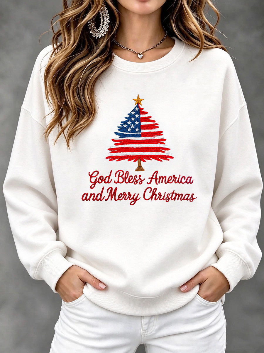 Women's USA Flag Christmas Casual Sweatshirt