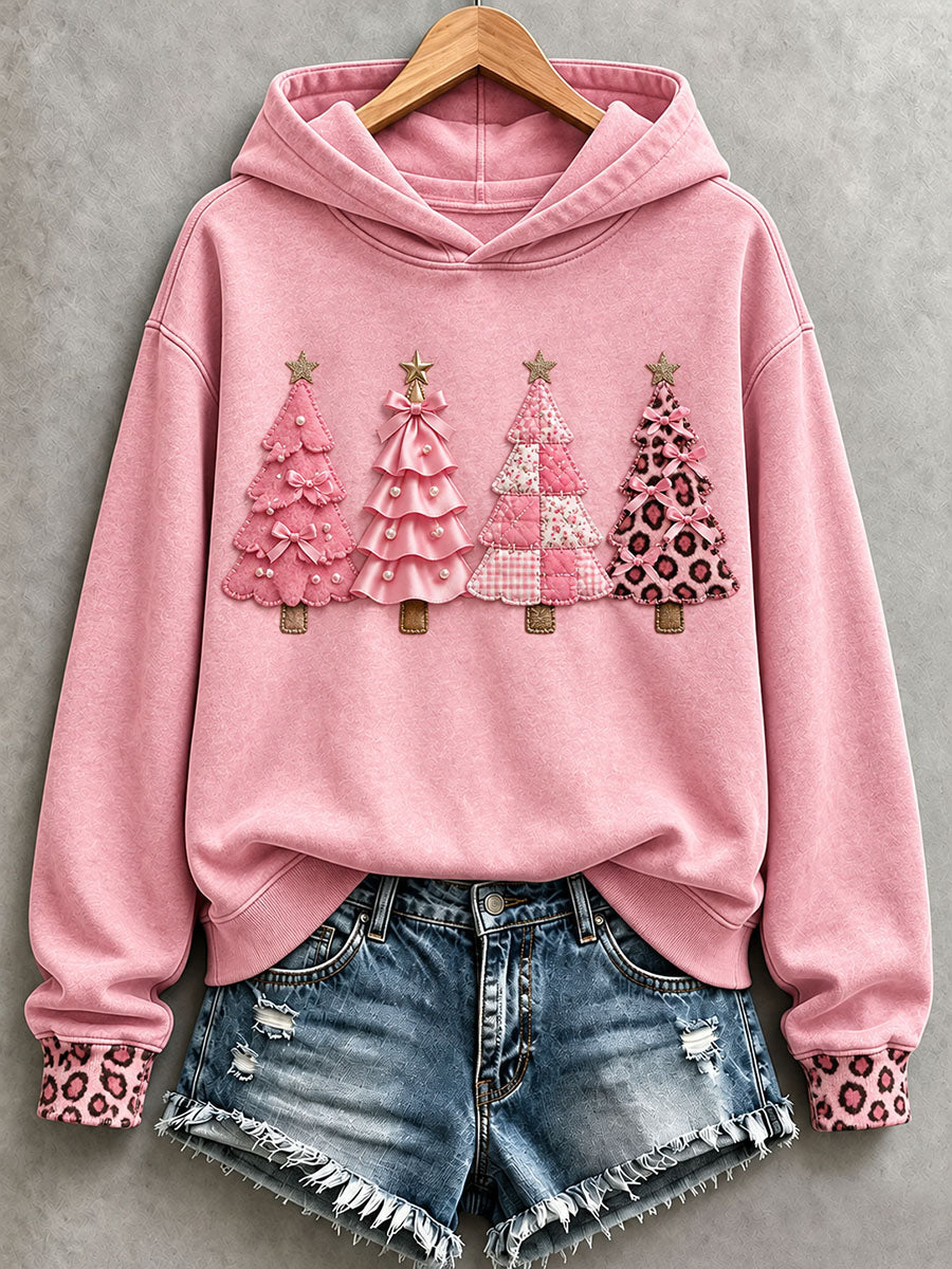 Women's Pink Christmas Tree Hoodie