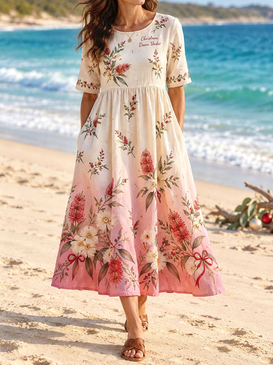 Women's AU Christmas Art Printed Dress