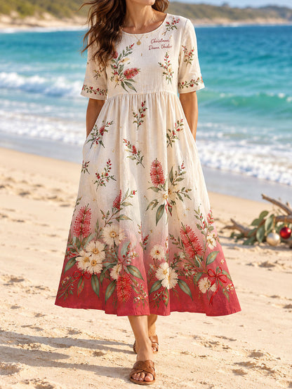 Women's AU Christmas Art Printed Dress