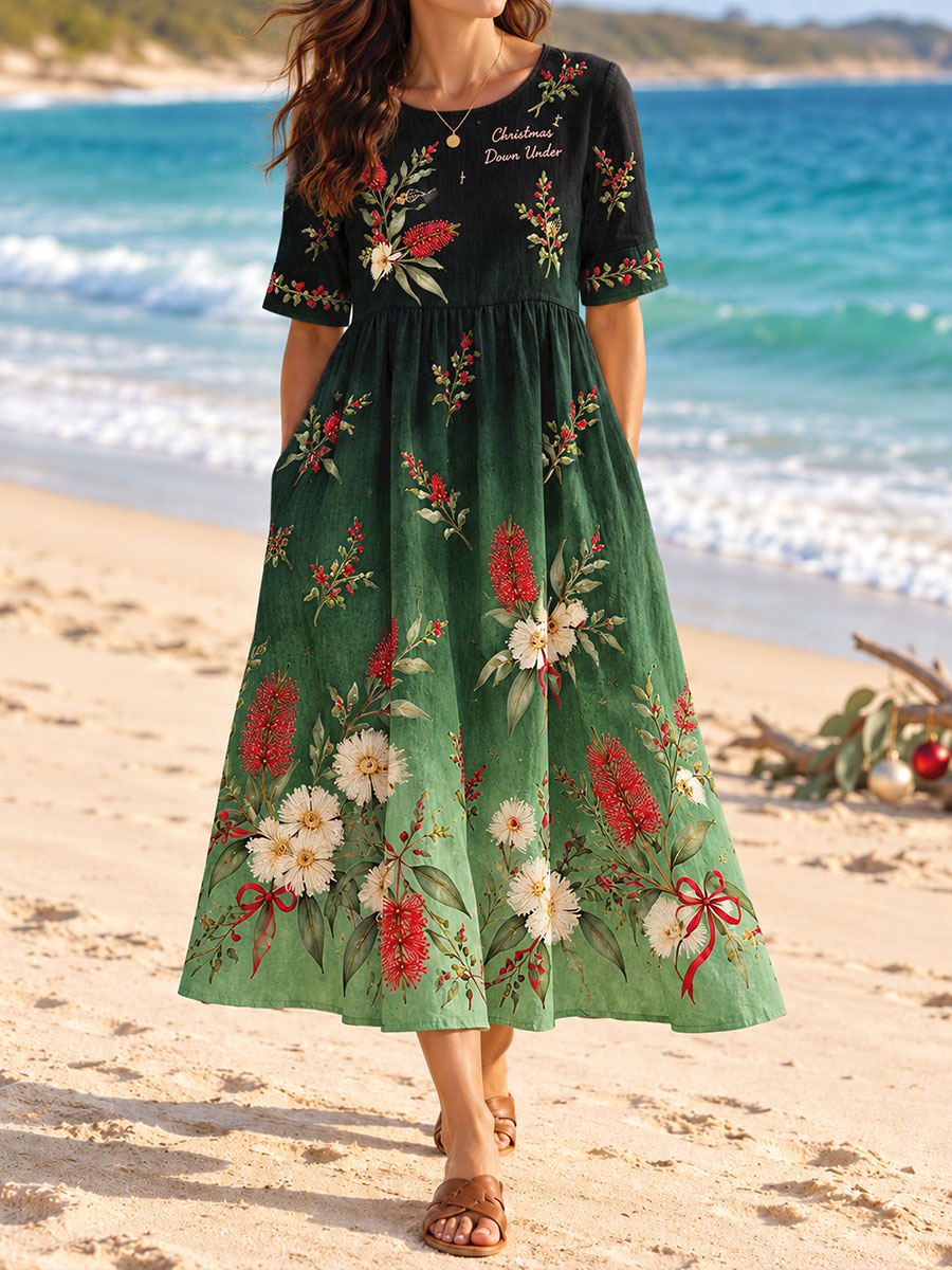 Women's AU Christmas Art Printed Dress