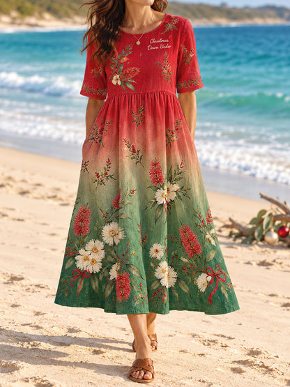 Women's AU Christmas Art Printed Dress