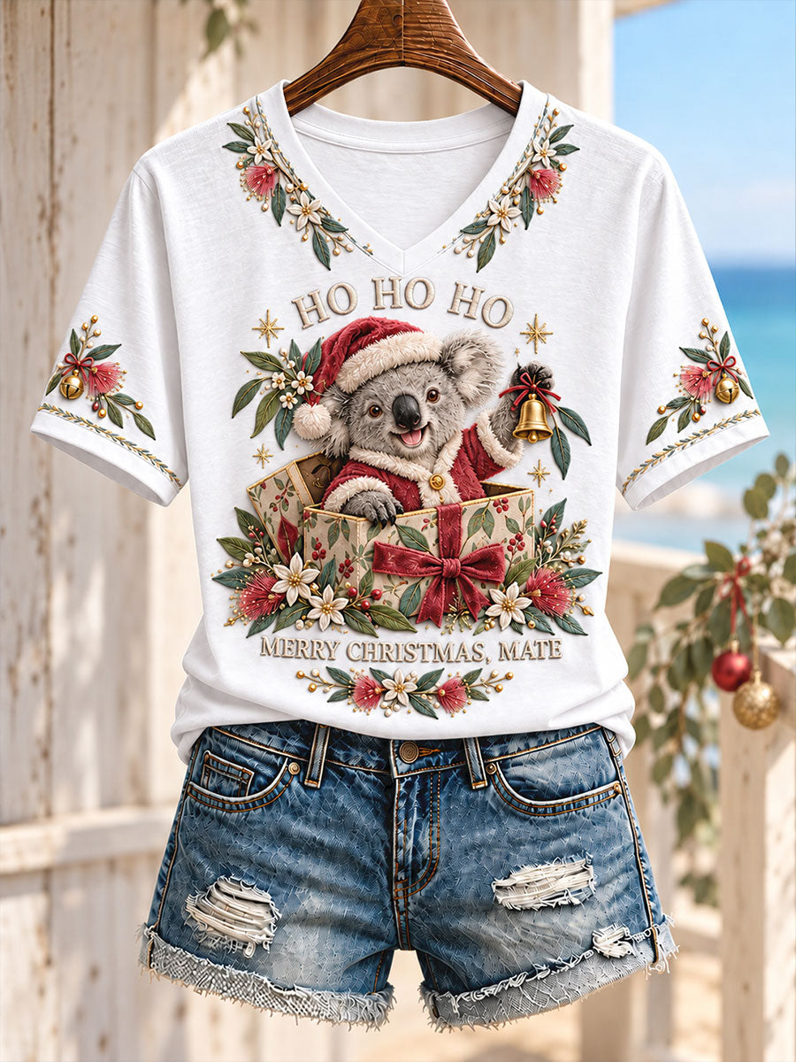 Women's AU Merry Aussie Christmas Printed T-shirt