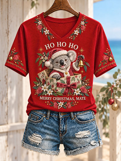 Women's AU Merry Aussie Christmas Printed T-shirt
