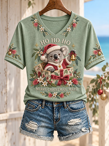 Women's AU Merry Aussie Christmas Printed T-shirt