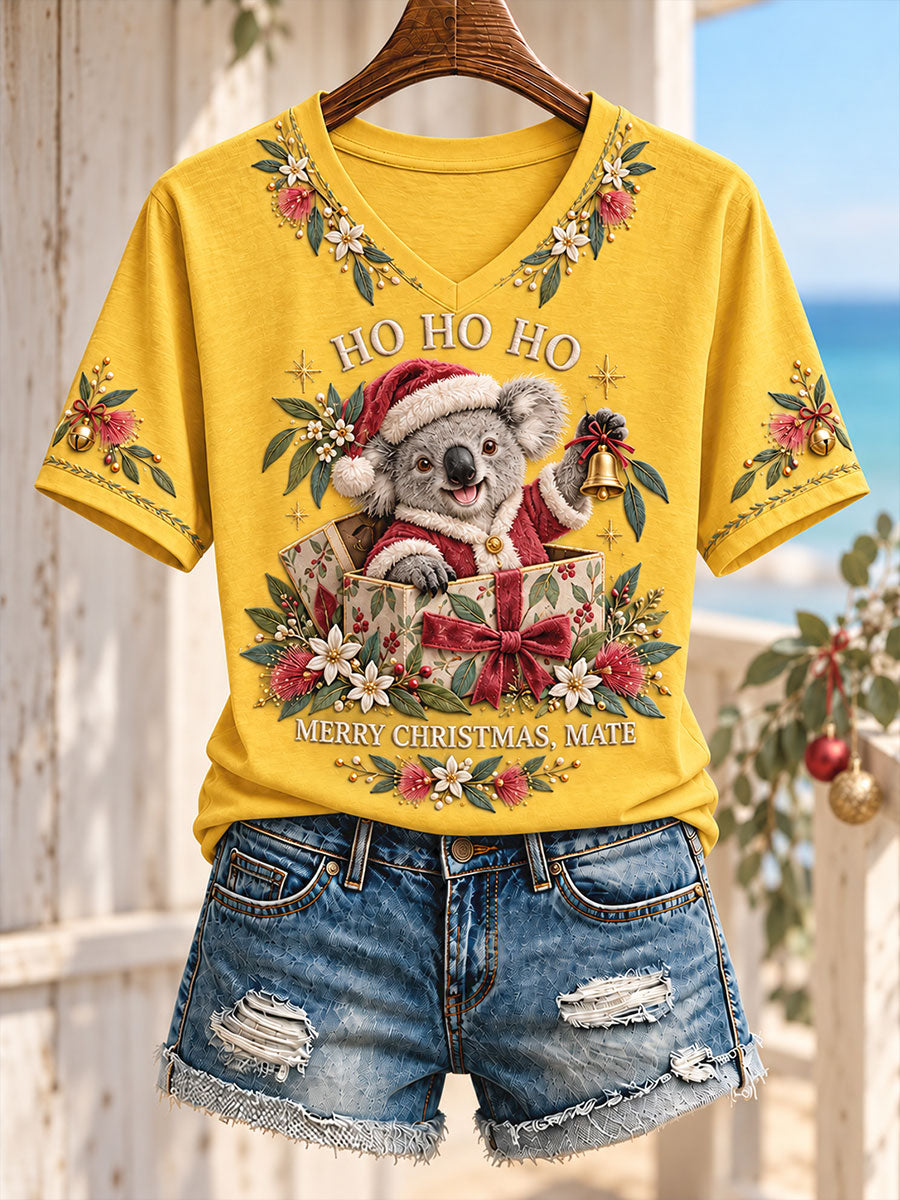 Women's AU Merry Aussie Christmas Printed T-shirt