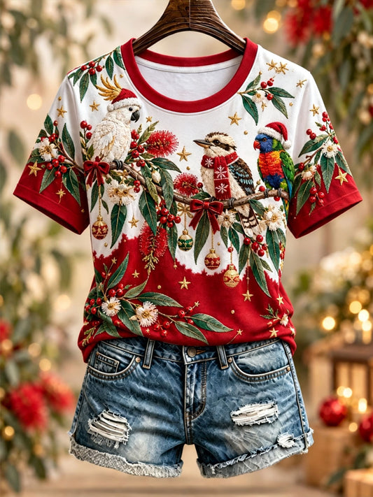 Women's Australian Christmas printed short-sleeved T-shirt