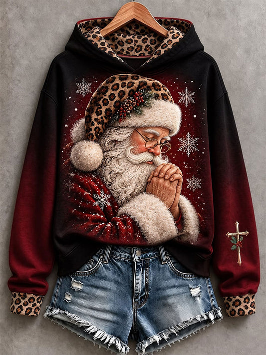 Women's Santa Print Hoodie