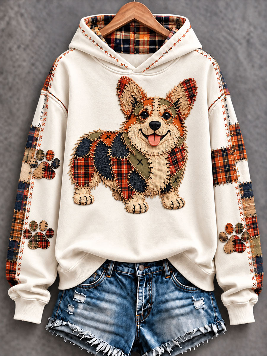 Women's Patchwork-style Dog print Regular Sweatshirt