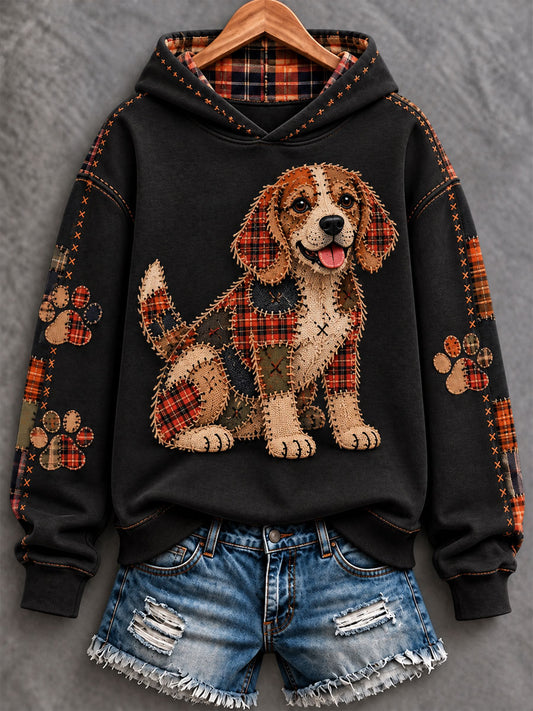 Women's Patchwork-style Dog print Regular Sweatshirt