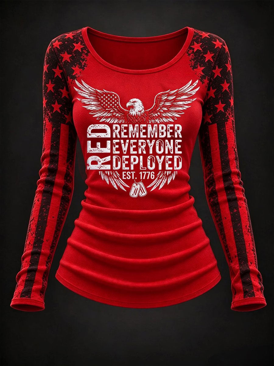 Women's Red Friday Printed Casual T-Shirt