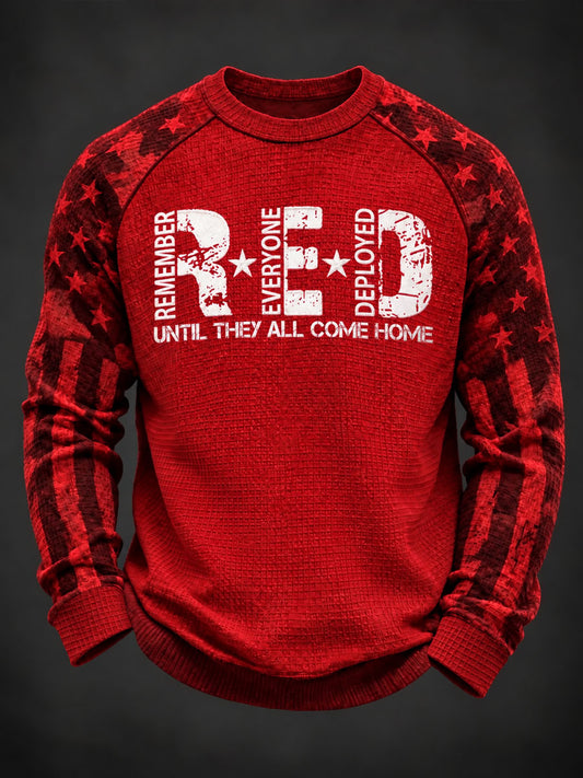 Men's Red Friday Waffle Print Casual Top