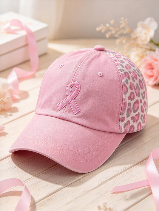 Pink Charity Ribbon Pattern Leopard Print Design Unisex Hat