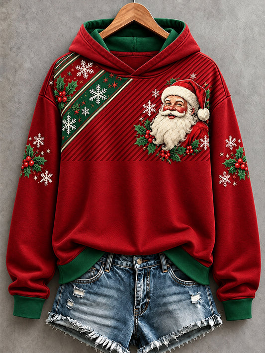 Women's Christmas Santa Claus Print Casual Hoodie