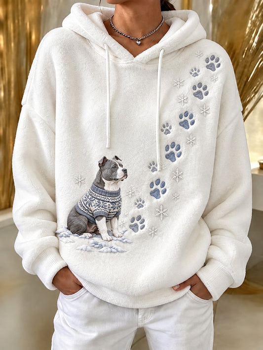 Women's Winter American Staffordshire Terrier Pattern Causal Flannel Hoodie