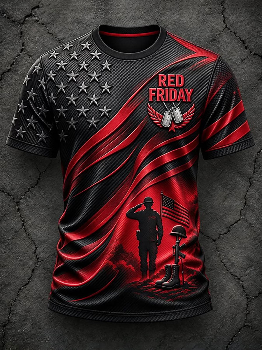 Men's Red Friday Printed Casual T-Shirt