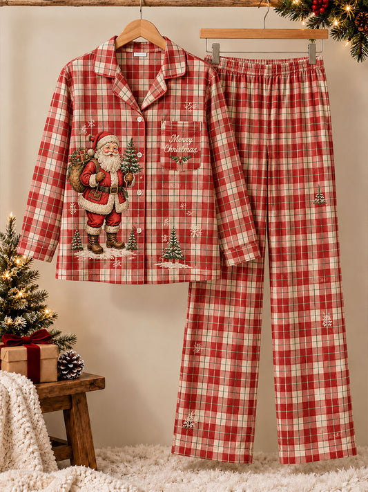 Women's Christmas Santa Print Pajama Set