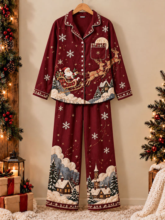 Women's Christmas Santa Print Pajama Set