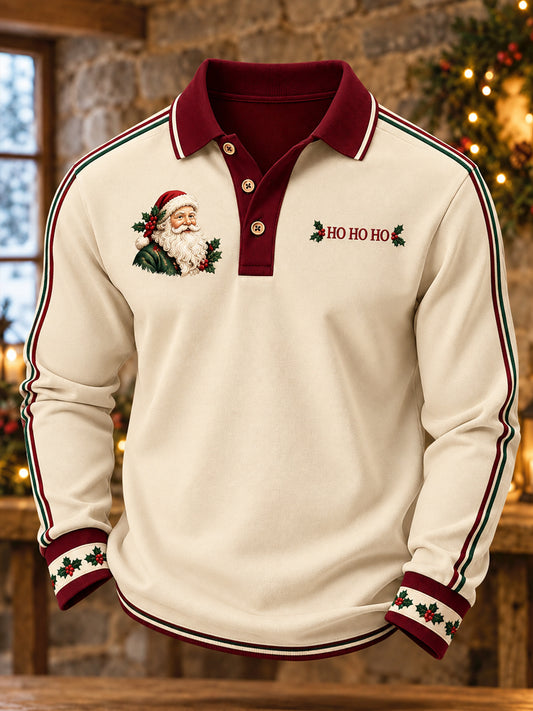Men's Christmas Santa Claus Print Long Sleeve Top