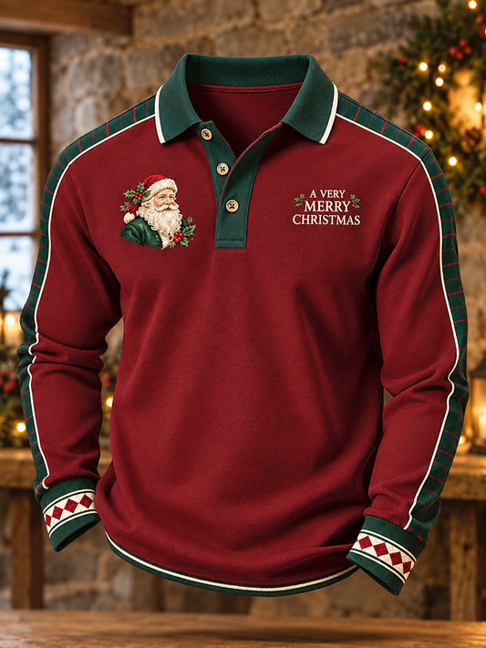 Men's Christmas Santa Claus Print  Long Sleeve Top