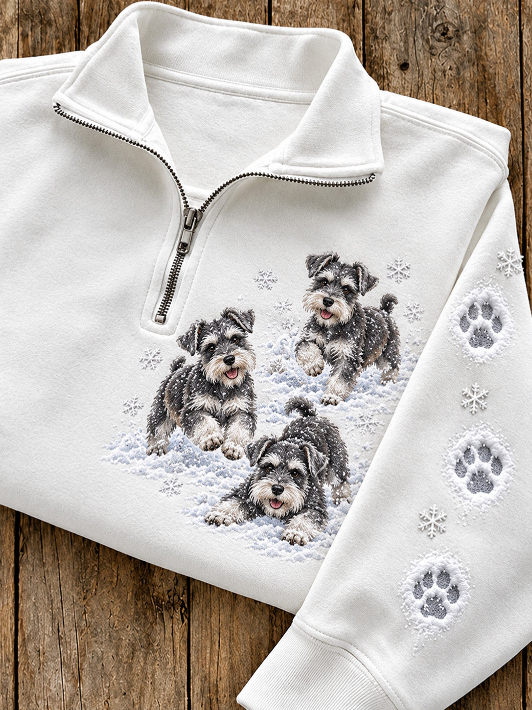 Women's Winter Schnauzers Pattern Causal Half-Zip Sweatshirt